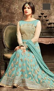 Picture of un-stitched  georgette with embroidery work floor length salwar kameez maisha-5103