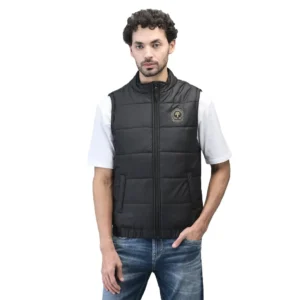 WOODLAND WAJC 32 Men Sleeveless Full-Zip Puffer Jacket - Black