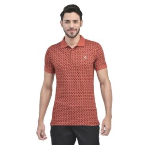 WOODLAND Rust Printed Polo T-shirt for Men