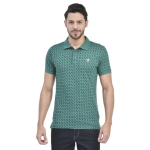WOODLAND Blue Printed Polo T-shirt for Men