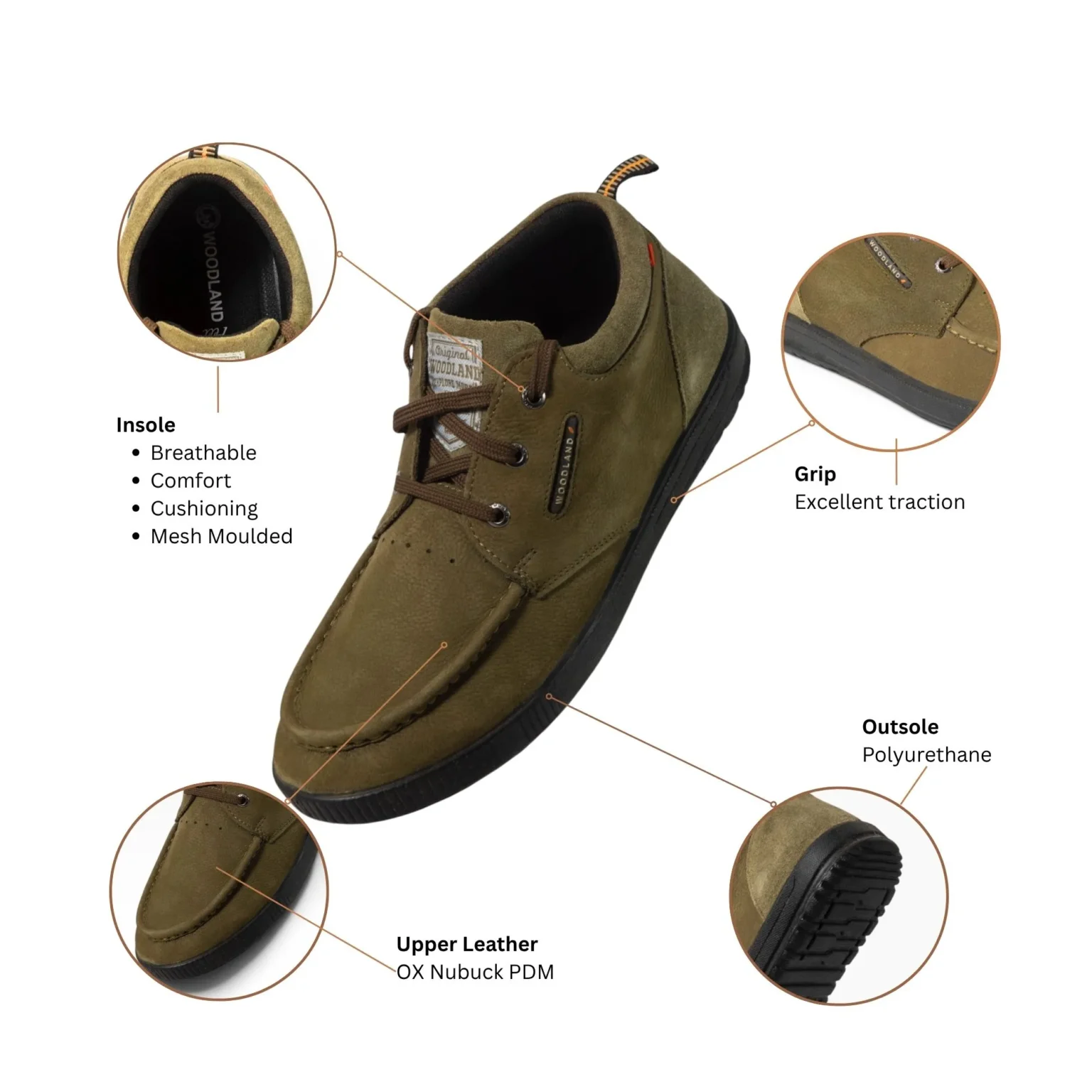 WOODLAND 6275024 OLIVE SHOES